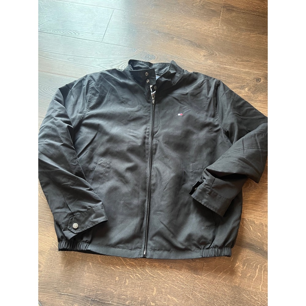 Tommy Hilfiger Mens Harrington Jacket Black Full‎ Zip Bomber Coat Large L